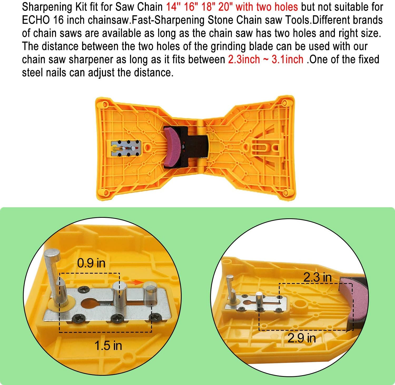 Portable Teeth Chainsaw Sharpener, Proprietary Bar-Mount Chain Saw Fast Sharpening Tool, Fit for 14/16/18/20 Inches Two Holes Chain Saw Bar Portable Teeth Chainsaw Sharpener, Proprietary Bar-Mount Chain Saw Fast Sharpening Tool, Fit for 14/16/18/20 Inches Two Holes Chain Saw Bar