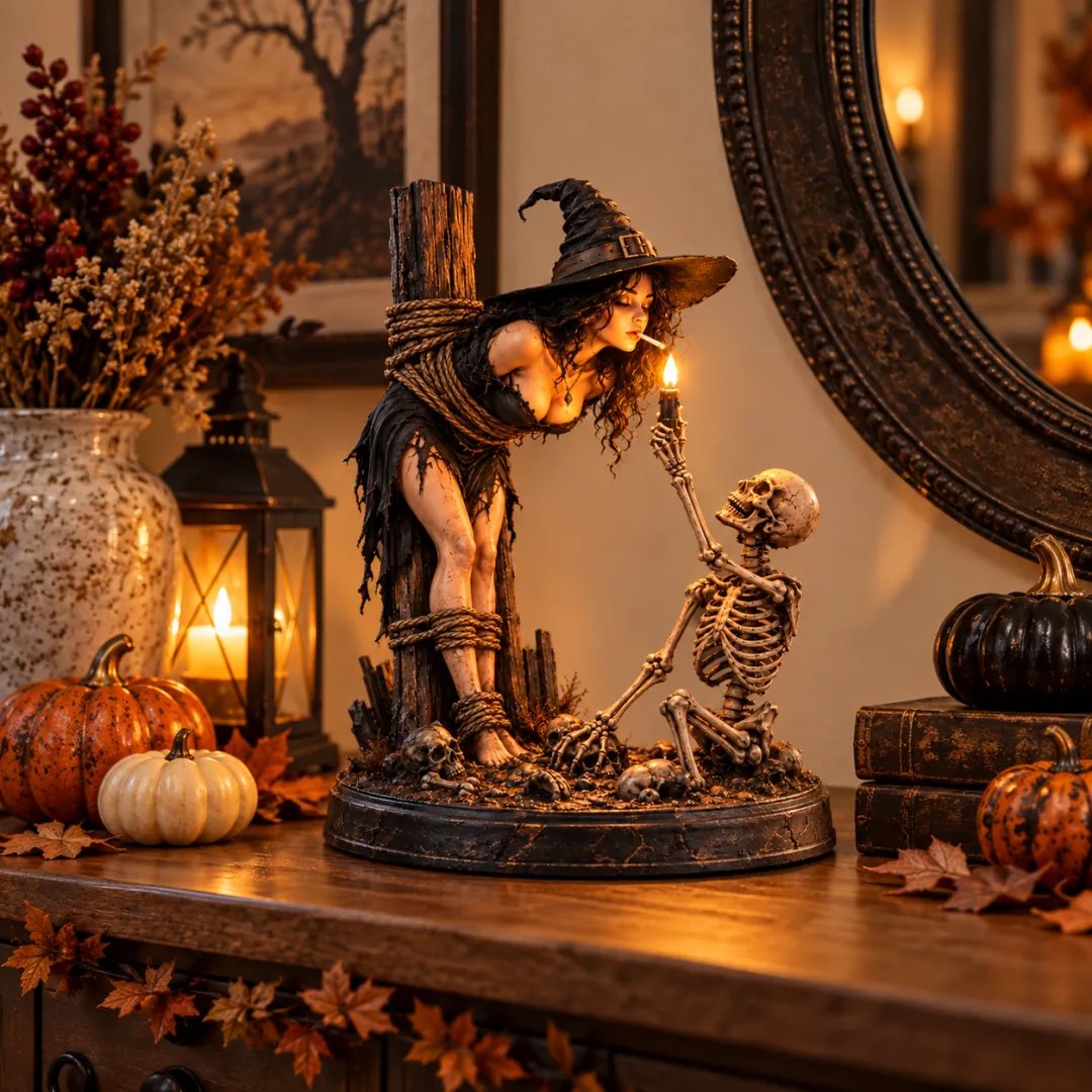 A Tiny Gothic Scene Lit by an Eerie Flame. product detail