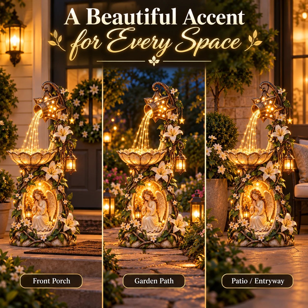 Angel starlight garden decor detail