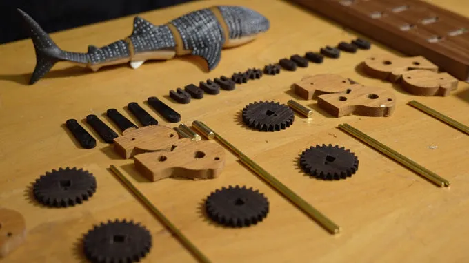 Assembly of wooden kinetic sculpture