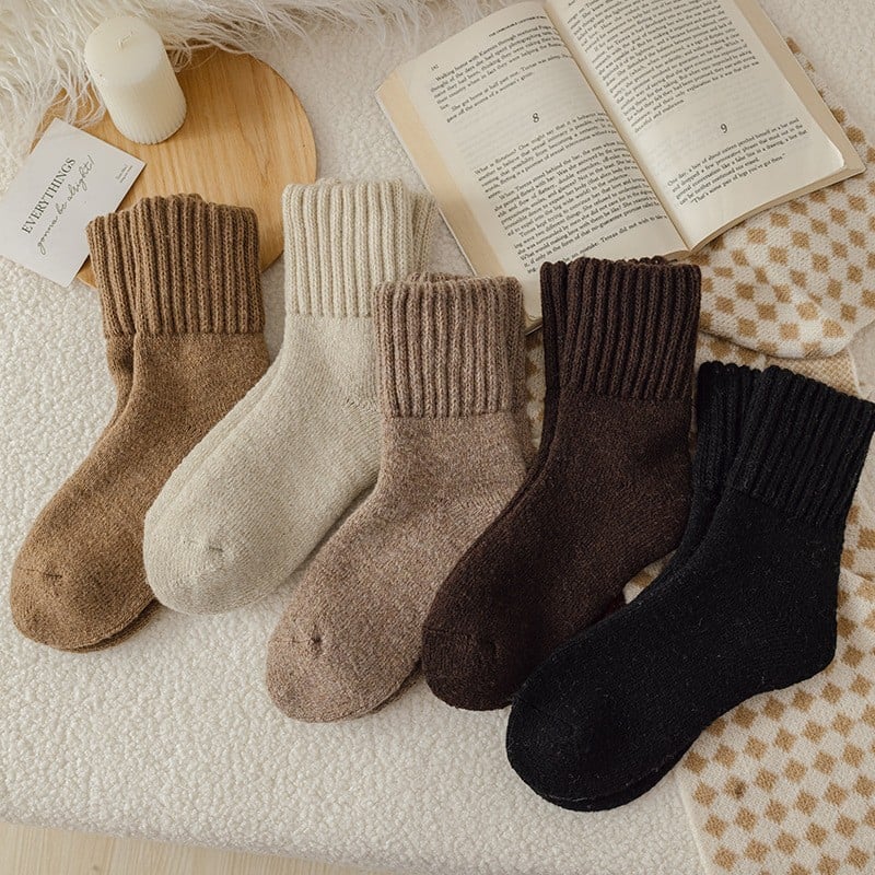 women solid mid calf socks front view