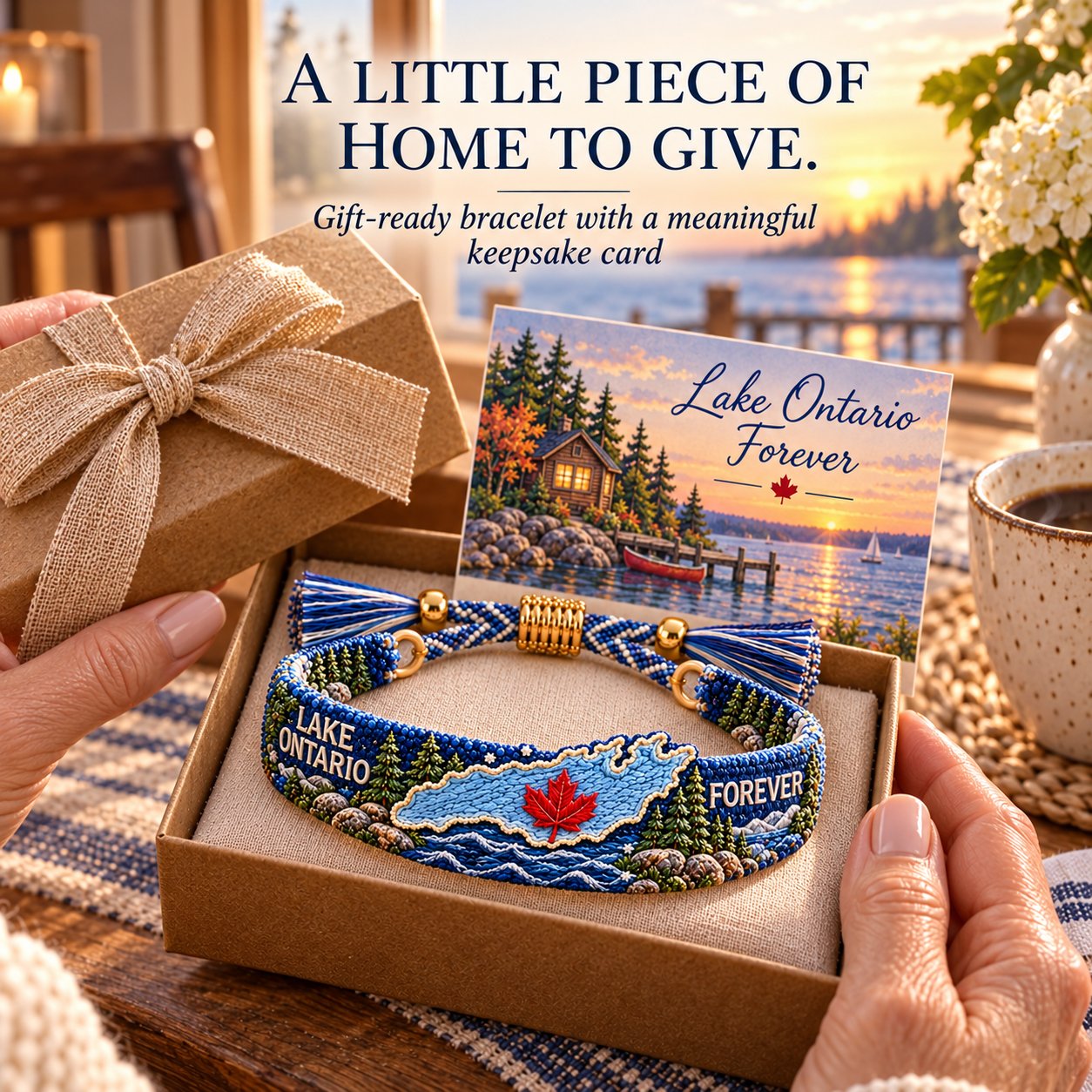 Gift-ready Lake Ontario bracelet with keepsake card