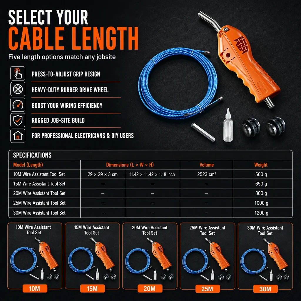 Wire threading cable length options