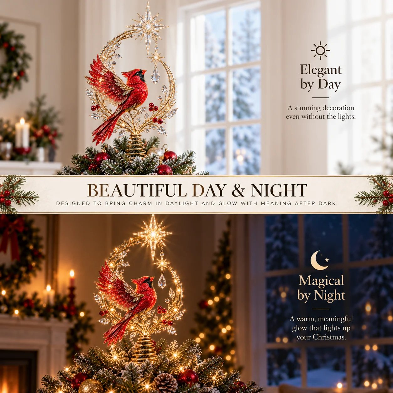 Cardinal tree topper day and night