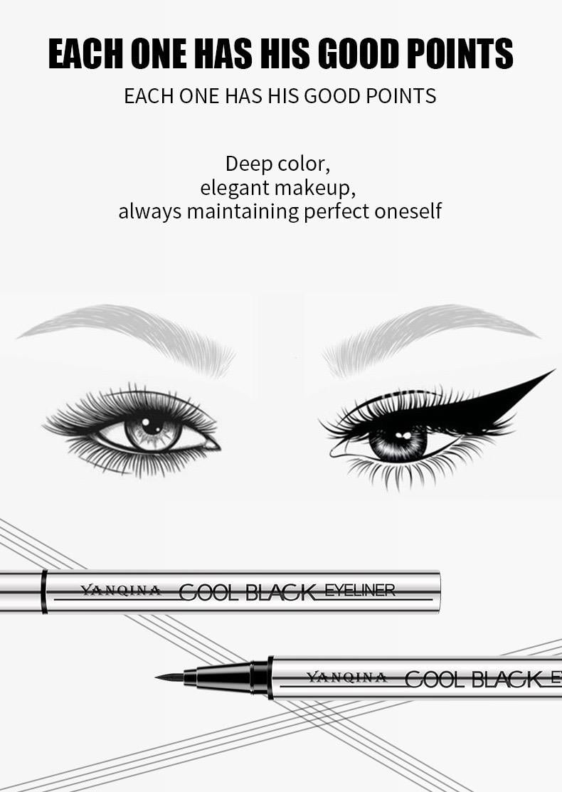 【YANQINA】Long-lasting eyeliner -lightweight, waterproof,vegan,cruelty-free,24-hour smooth application,ultra- creamy and silky smooth texture.