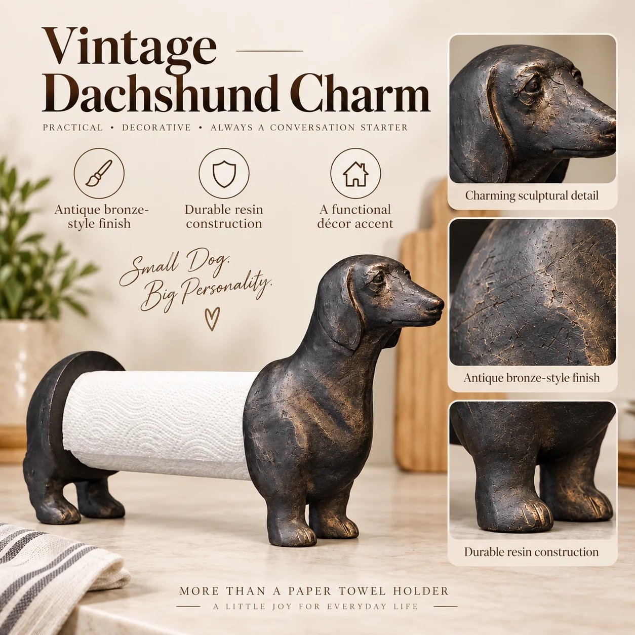 Dachshund paper towel holder kitchen decor