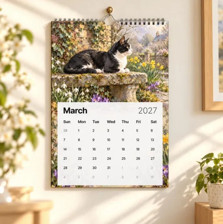 Cottage cats calendar as a gift