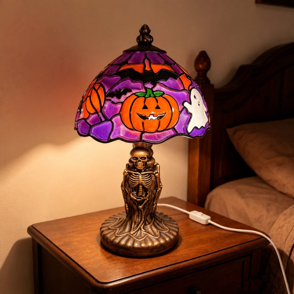 Stained Glass Skeleton Lamp