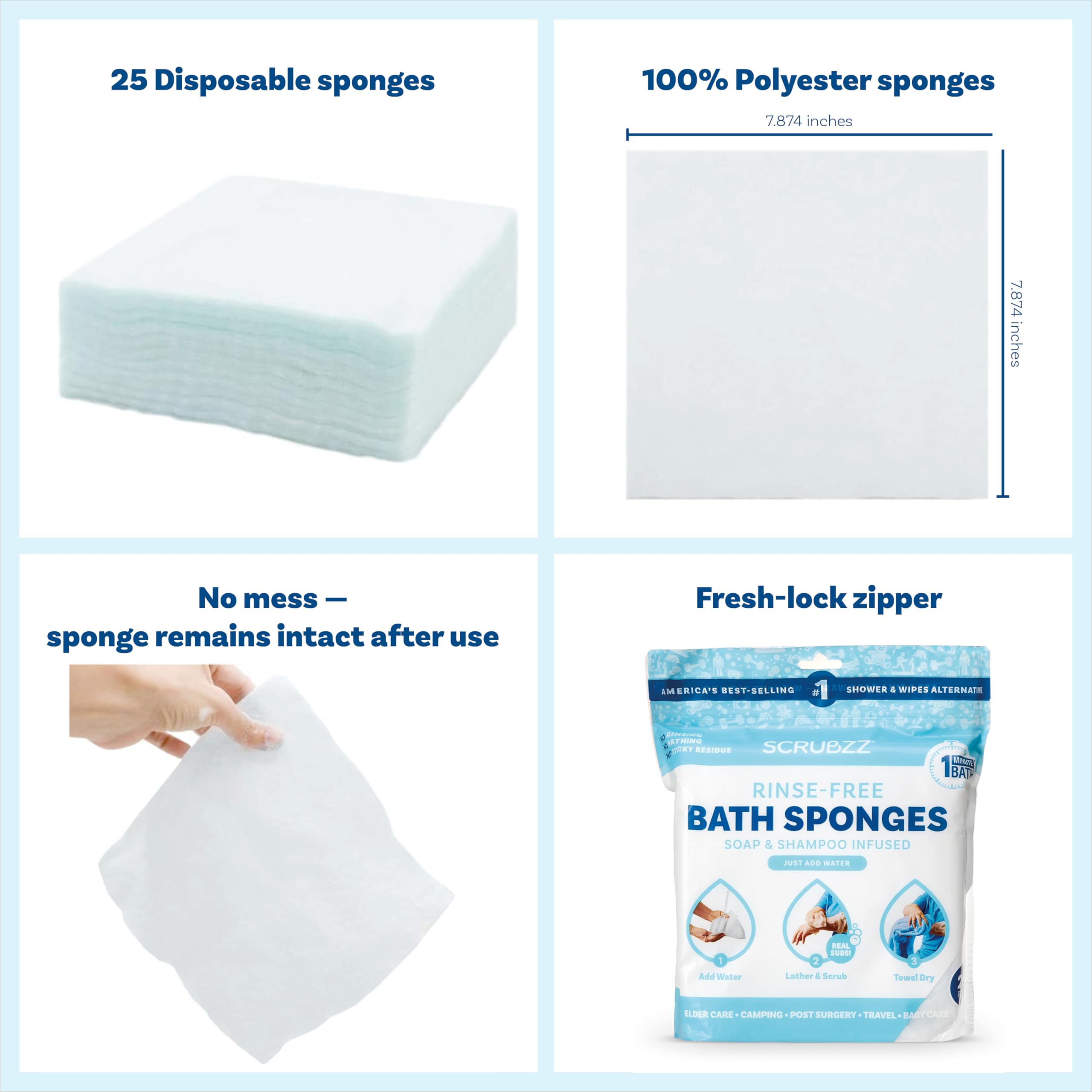 Rinse-free bath sponge product specifications