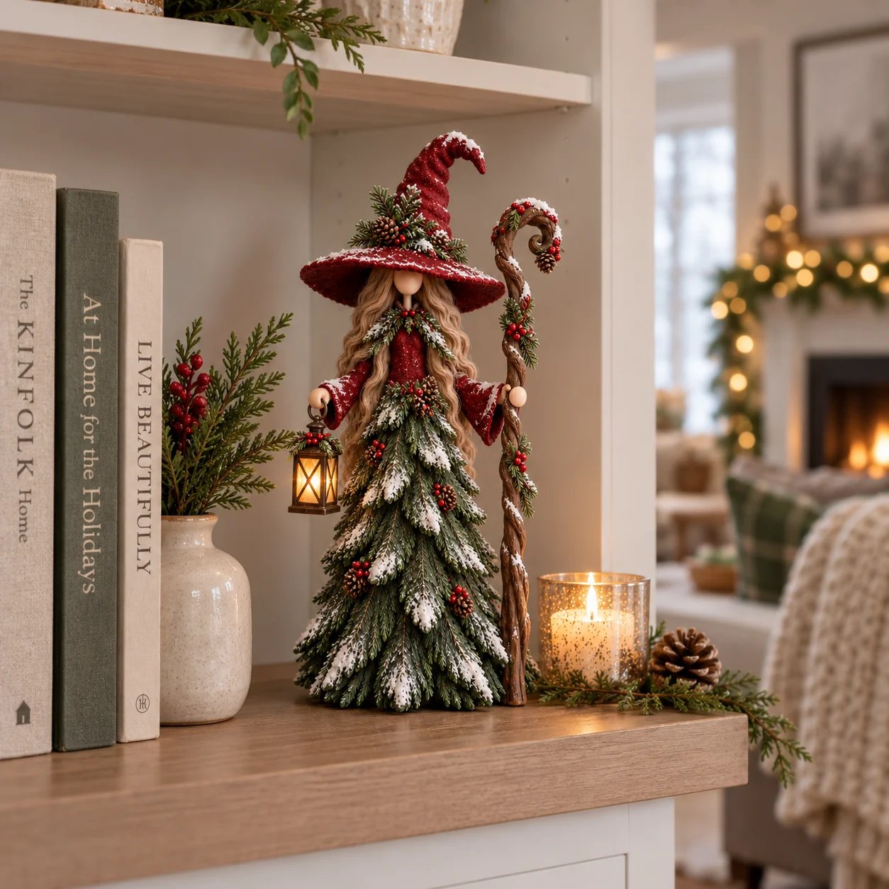 Lantern Keeper styled on a home shelf