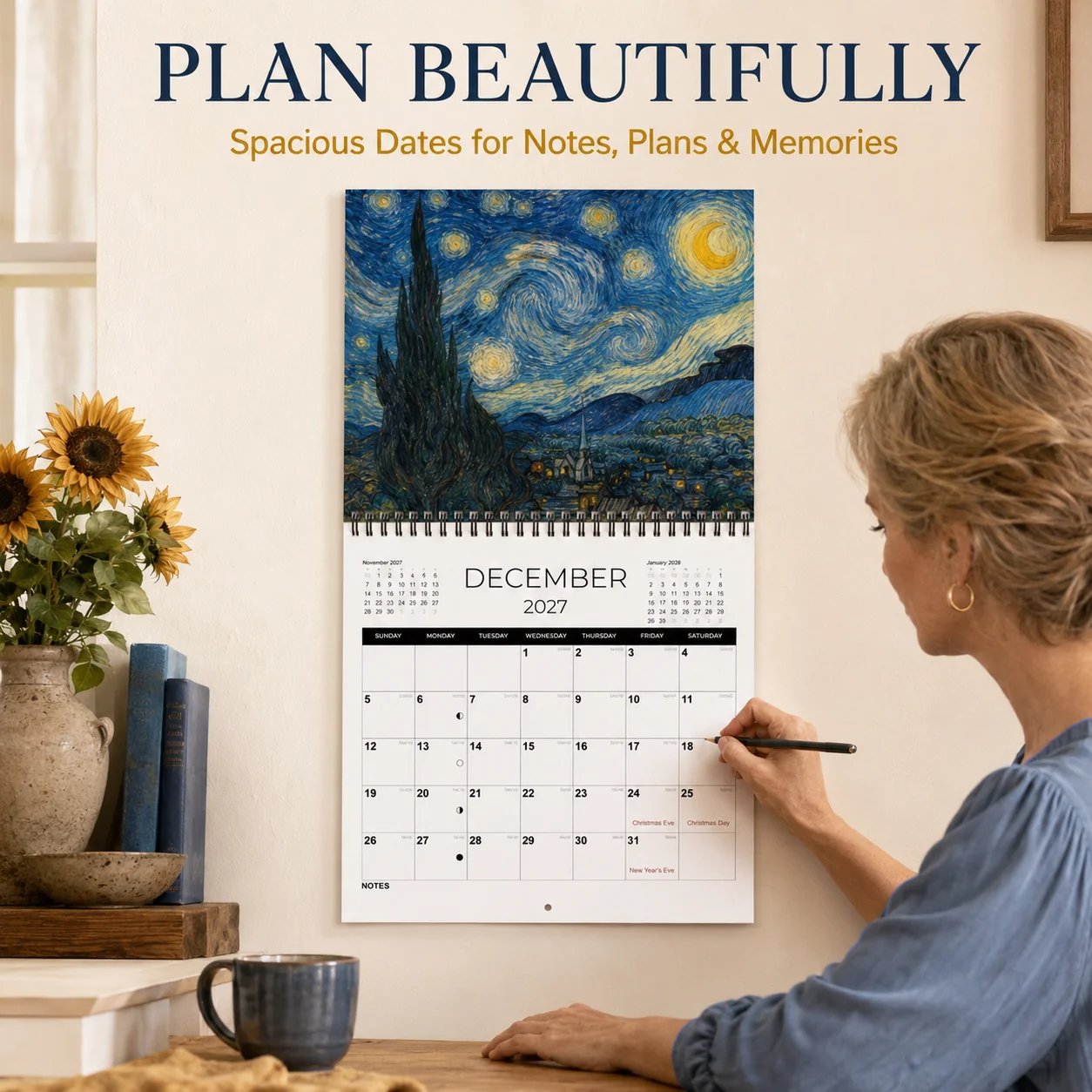 Monthly calendar layout