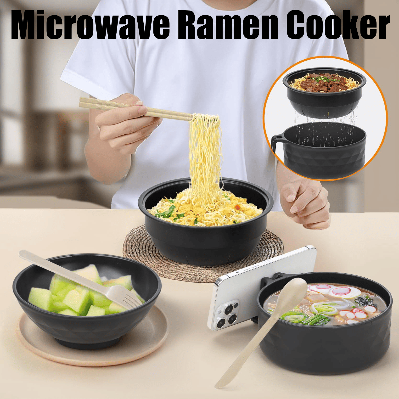 🔥 Ramen Cooker Ramen Bowl Set with Chopsticks🍜