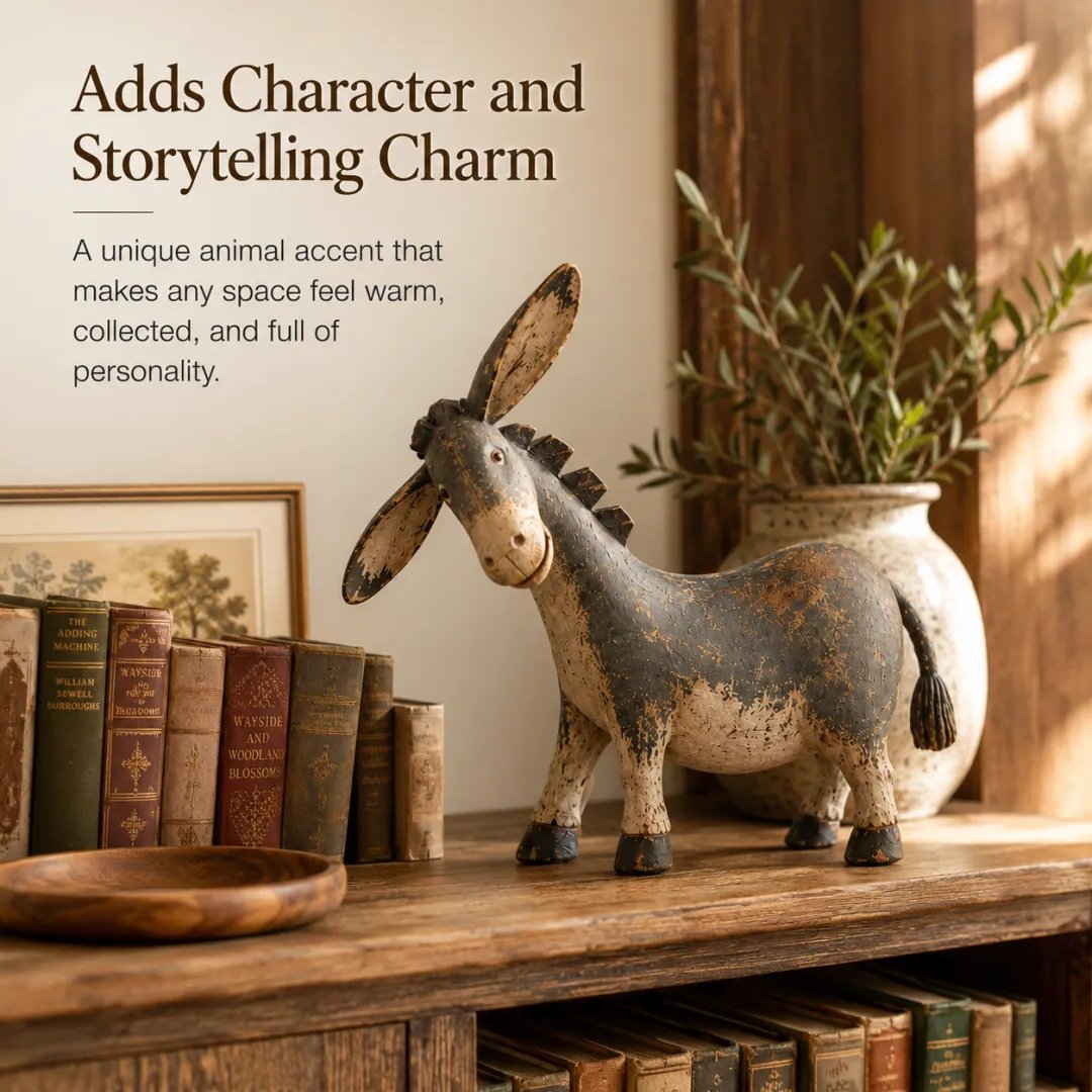 Rustic donkey figurine home decor gift