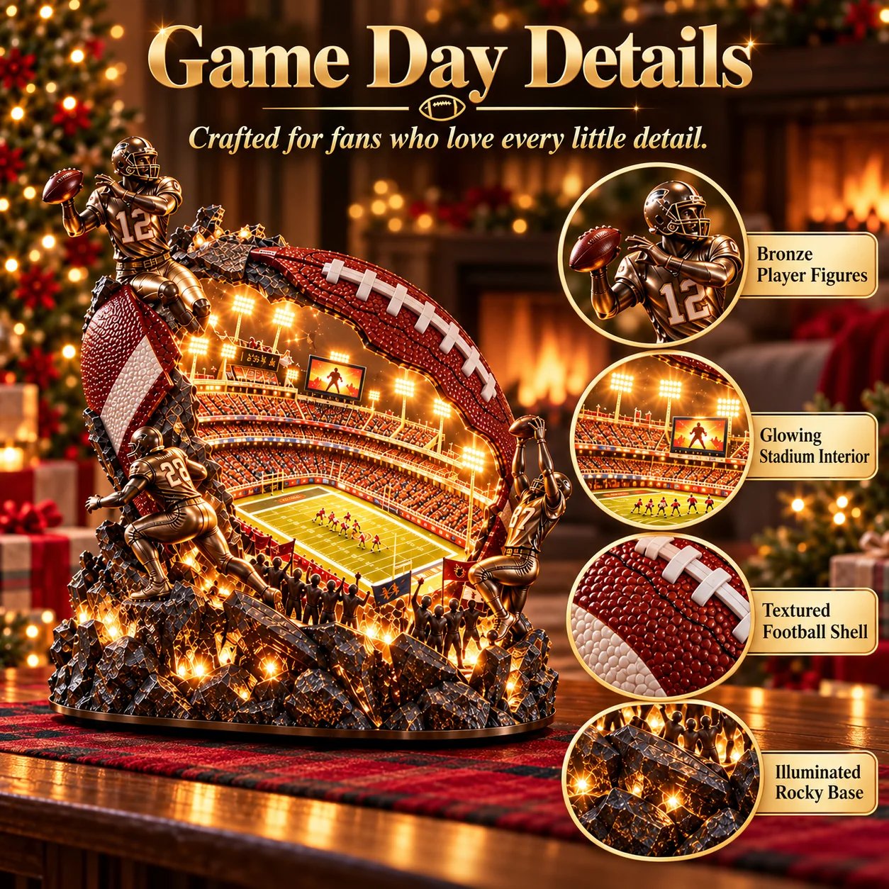 Game day football collectible close-up details