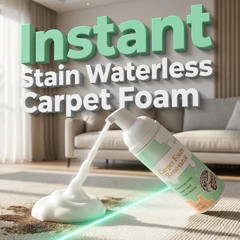 Instant waterless carpet foam cleaner in action