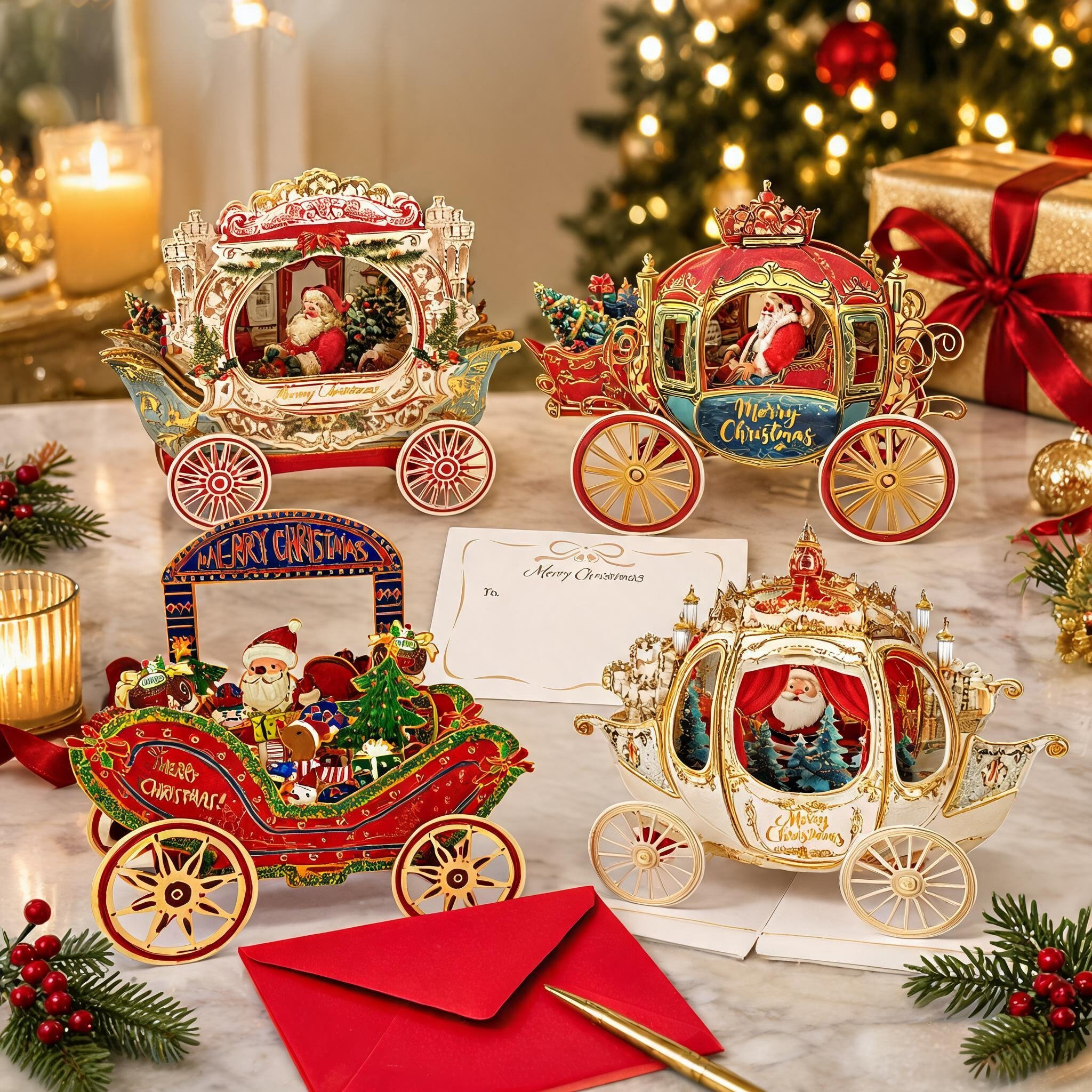 3D Christmas pop-up carriage greeting card