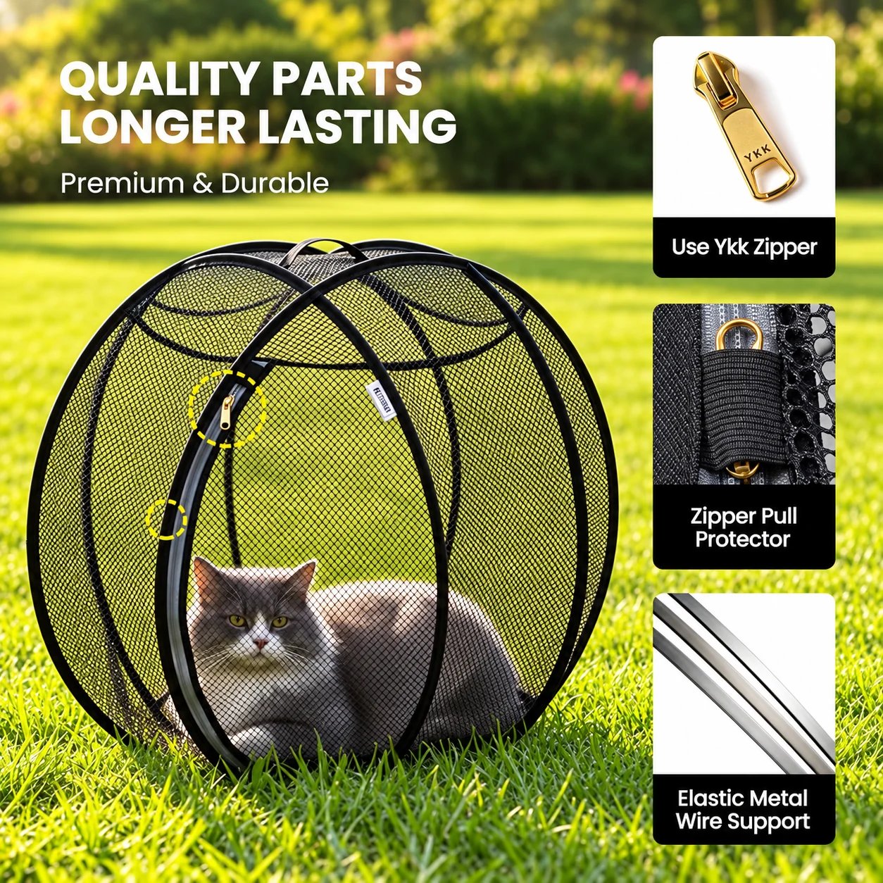 Outdoor pet playpen lifestyle detail