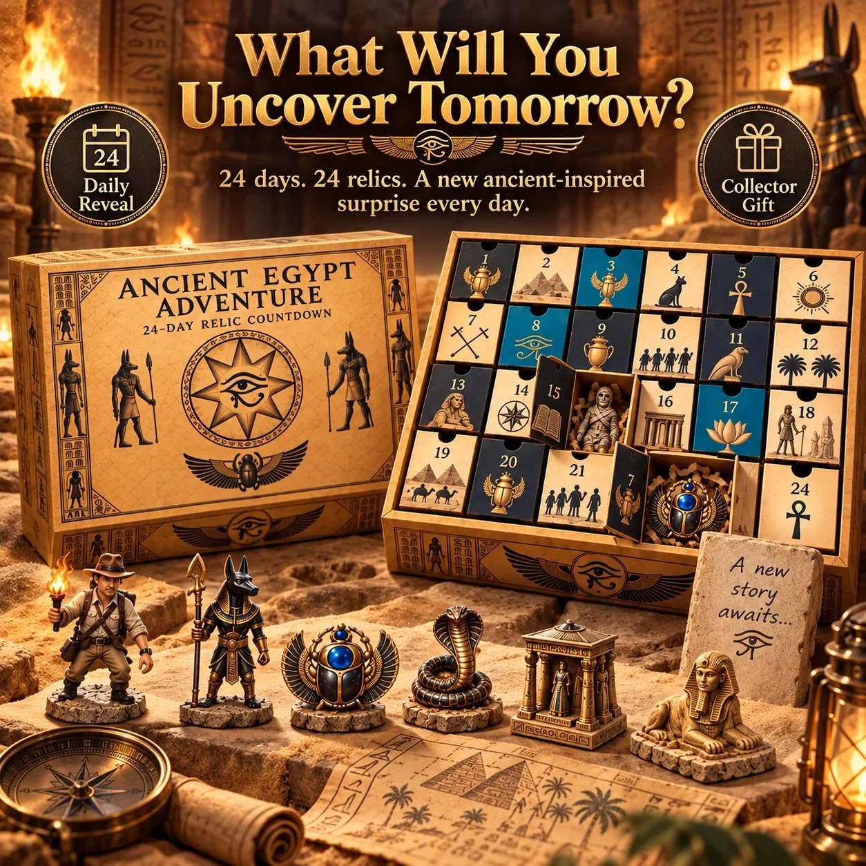 Ancient Egypt relic countdown with daily mystery chambers
