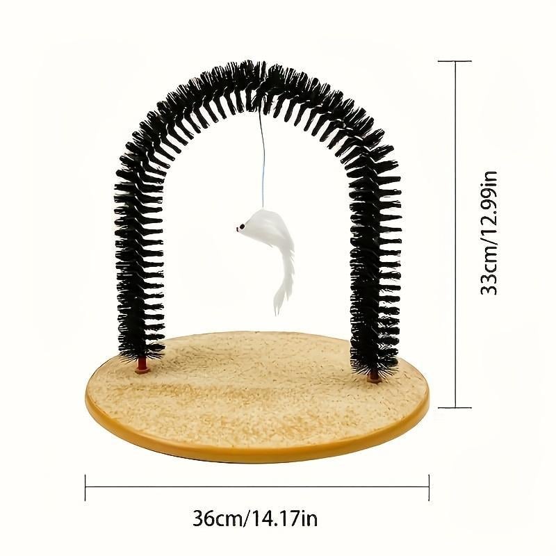 Cat Arch Self-Cleaning Cat Massage Toy, Interactive Cat Hair Removal Brush with Scratching Pad Toy, Suitable for Indoor Cats, Cat Scratching Board with Interactive Function, Durable and Easy to Assemble Shedding Grooming Kit Groomer Tools