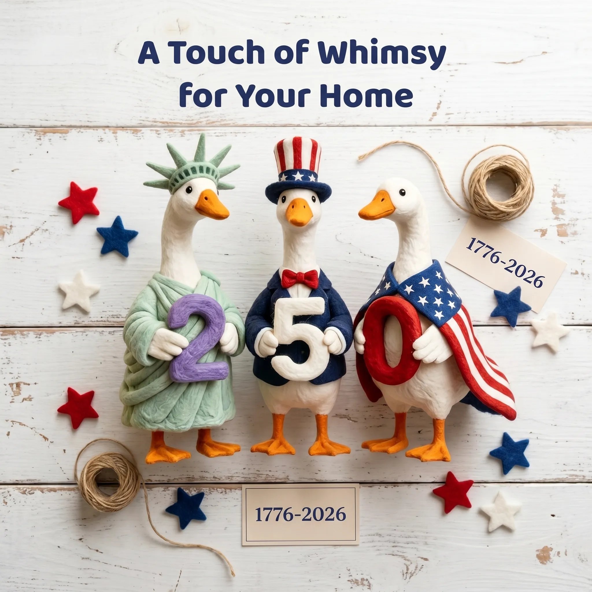 USA 250 patriotic geese centerpiece display