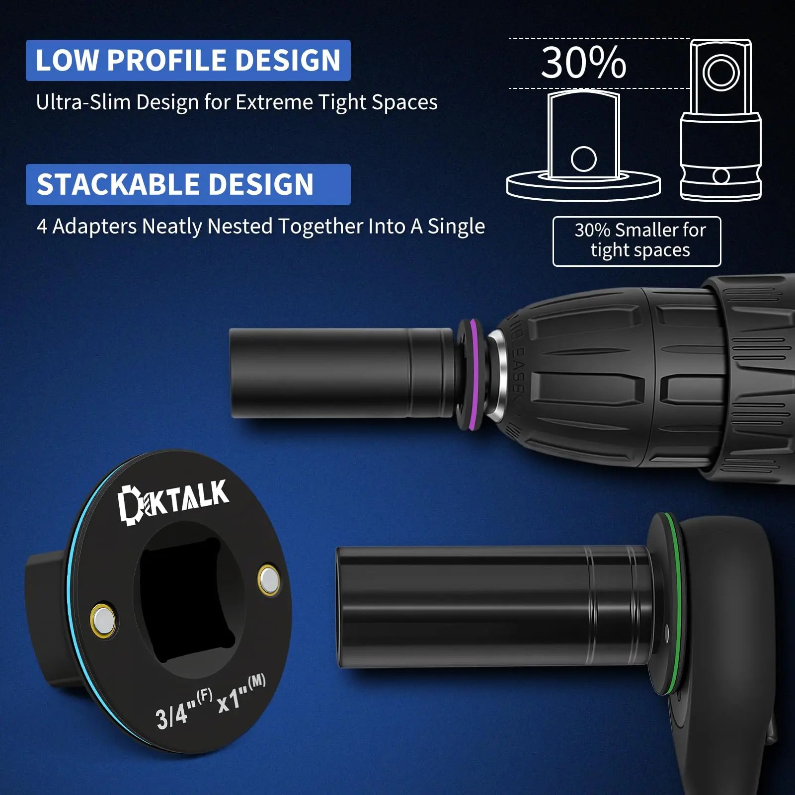 stackable socket adapter storage design