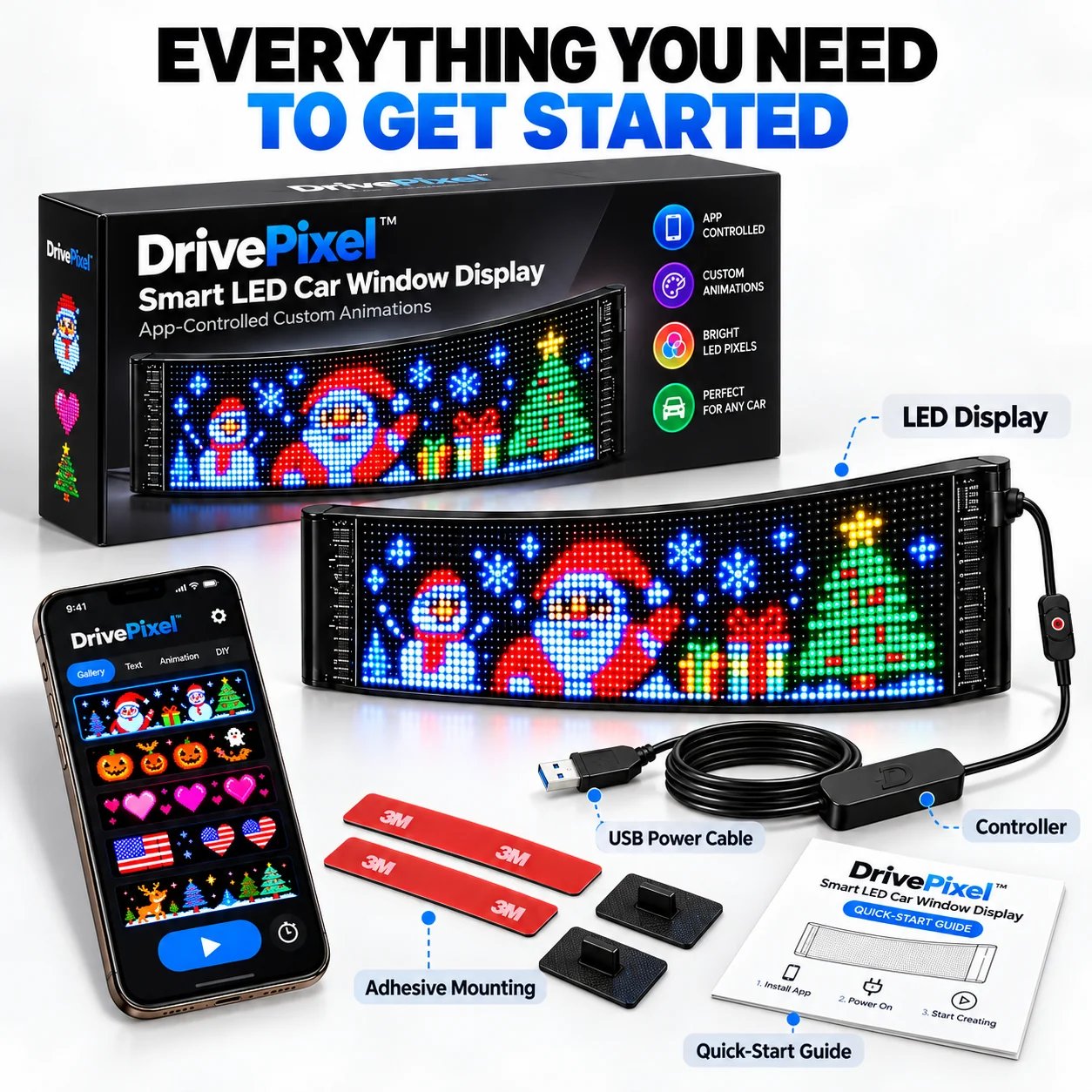 DrivePixel LED display package and included accessories