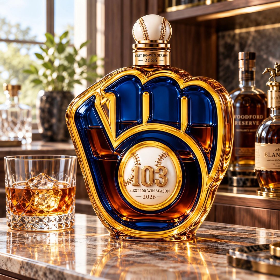 Brewers 103-win season commemorative whiskey bottle
