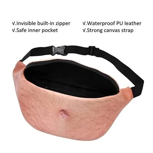 3D Men Beer Fake Belly Dad Bag Waist Packs Waterproof Funny Pack Unisex Bag Gift - Picture 5 of 10