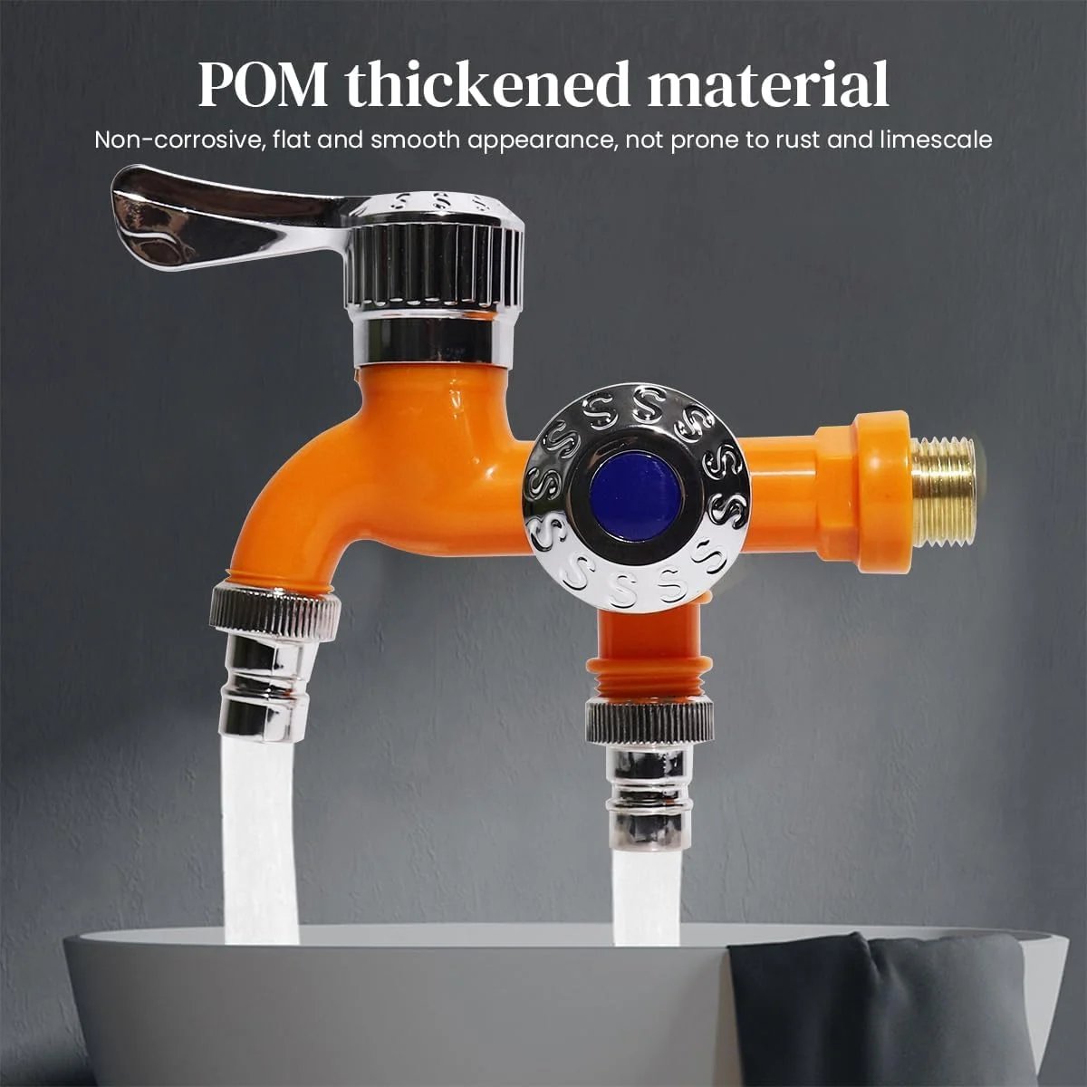 Thickened POM material dual outlet faucet