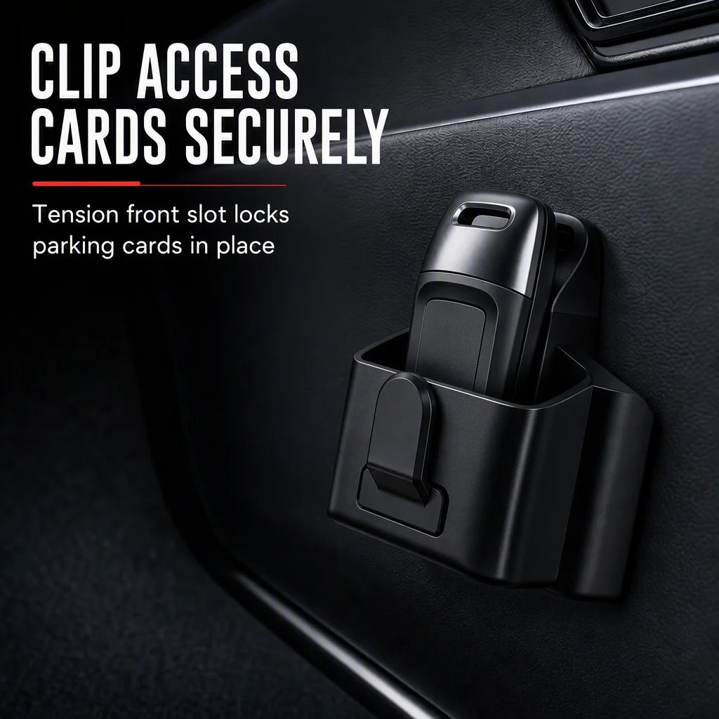 Parking card clipped into front organizer slot