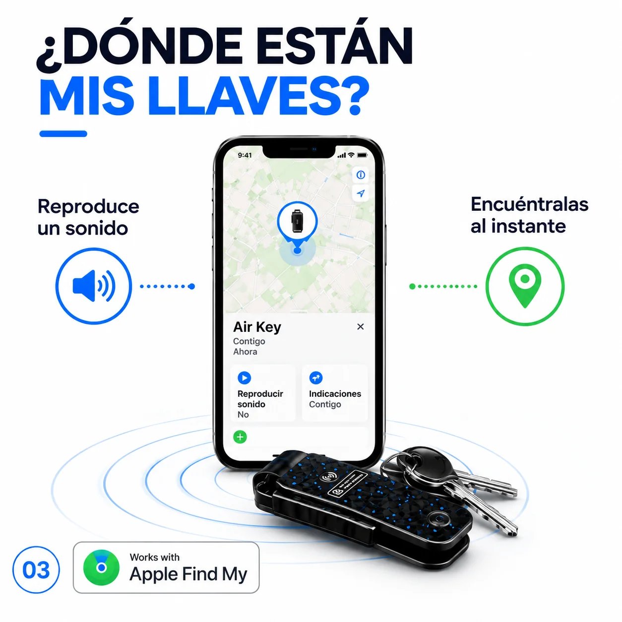 🔑📍 Find My-Compatible Smart Key Organizer – 2–6 Keys detail view 2