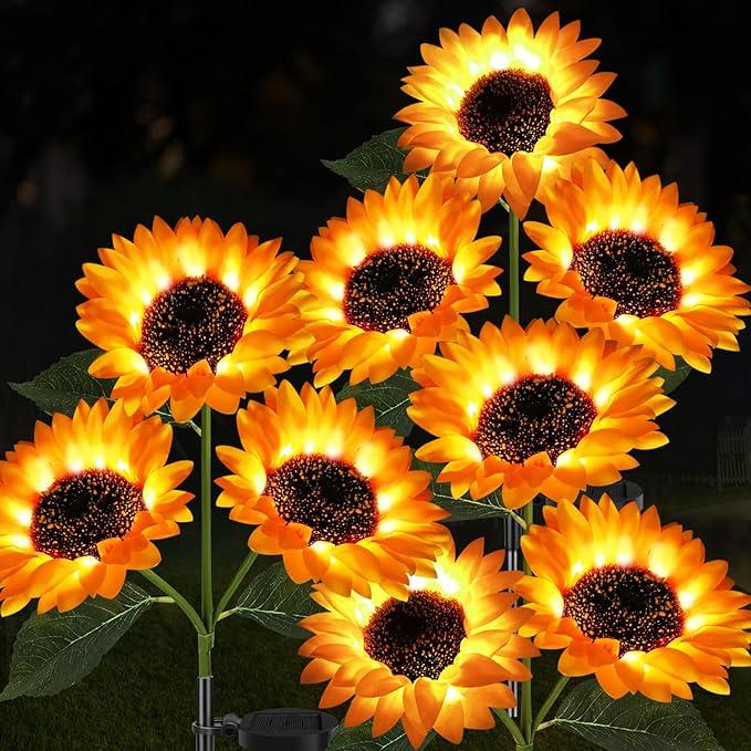 Product Introduction of 2/4pcs Solar LED Sunflower Garden Lights, Realistic Night Glow for Yard, Lawn, Patio and Porch Decoration, Waterproof IP65, Energy Efficient Outdoor Lighting, Garden Lighting | Decorative Solar Lights | Durable Plastic Flowers, Solar Garden Lights 4