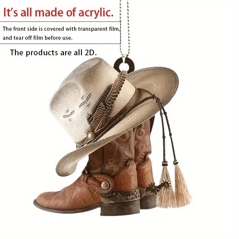Hat Boot Design Car Pendant, Car Interior Rear View Mirror Hanging Decoration, Car Accessories, Car Ornament