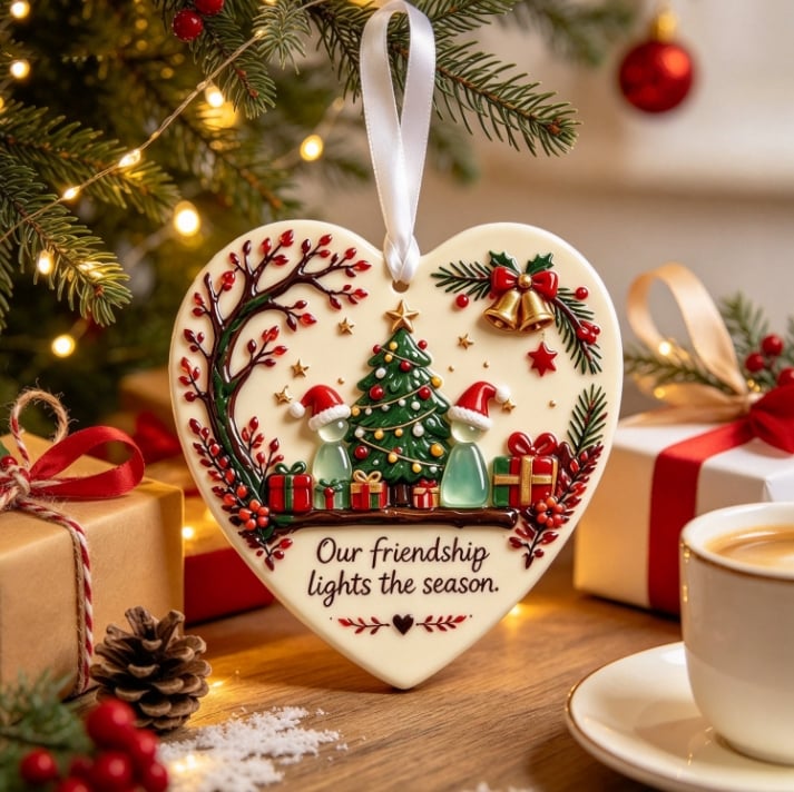 Christmas ceramic heart ornament gift