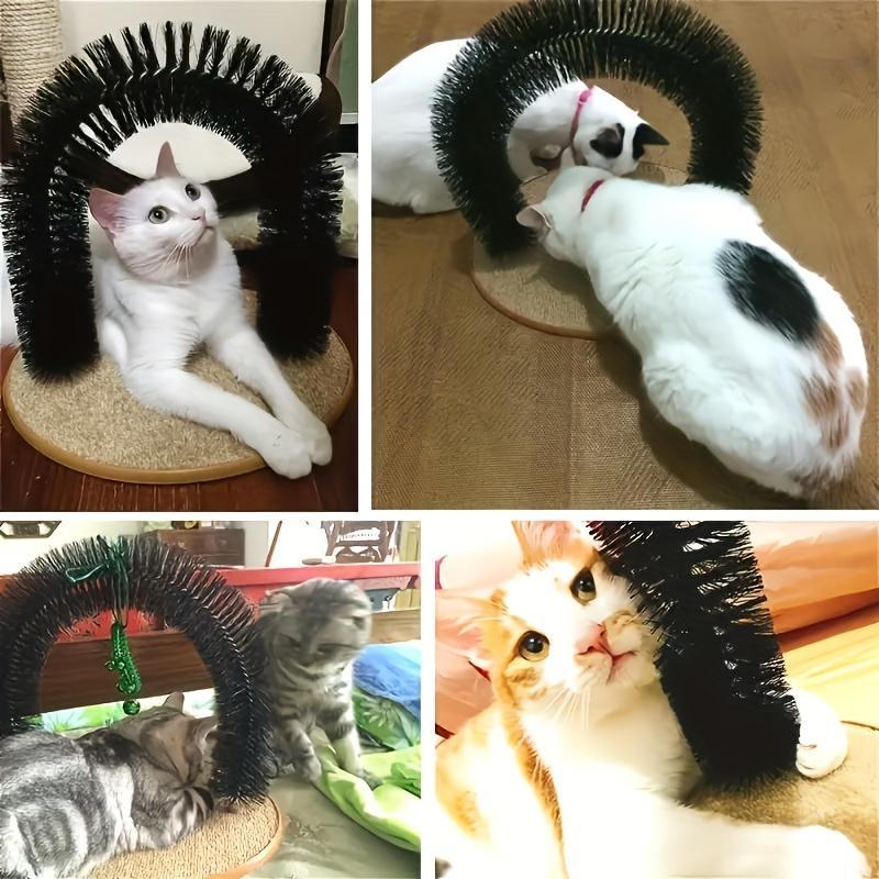 Cat Arch Self-Cleaning Cat Massage Toy, Interactive Cat Hair Removal Brush with Scratching Pad Toy, Suitable for Indoor Cats, Cat Scratching Board with Interactive Function, Durable and Easy to Assemble Shedding Grooming Kit Groomer Tools