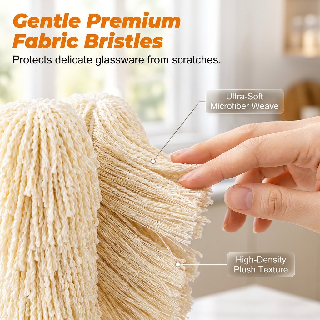 Soft brush head for crystal and glassware