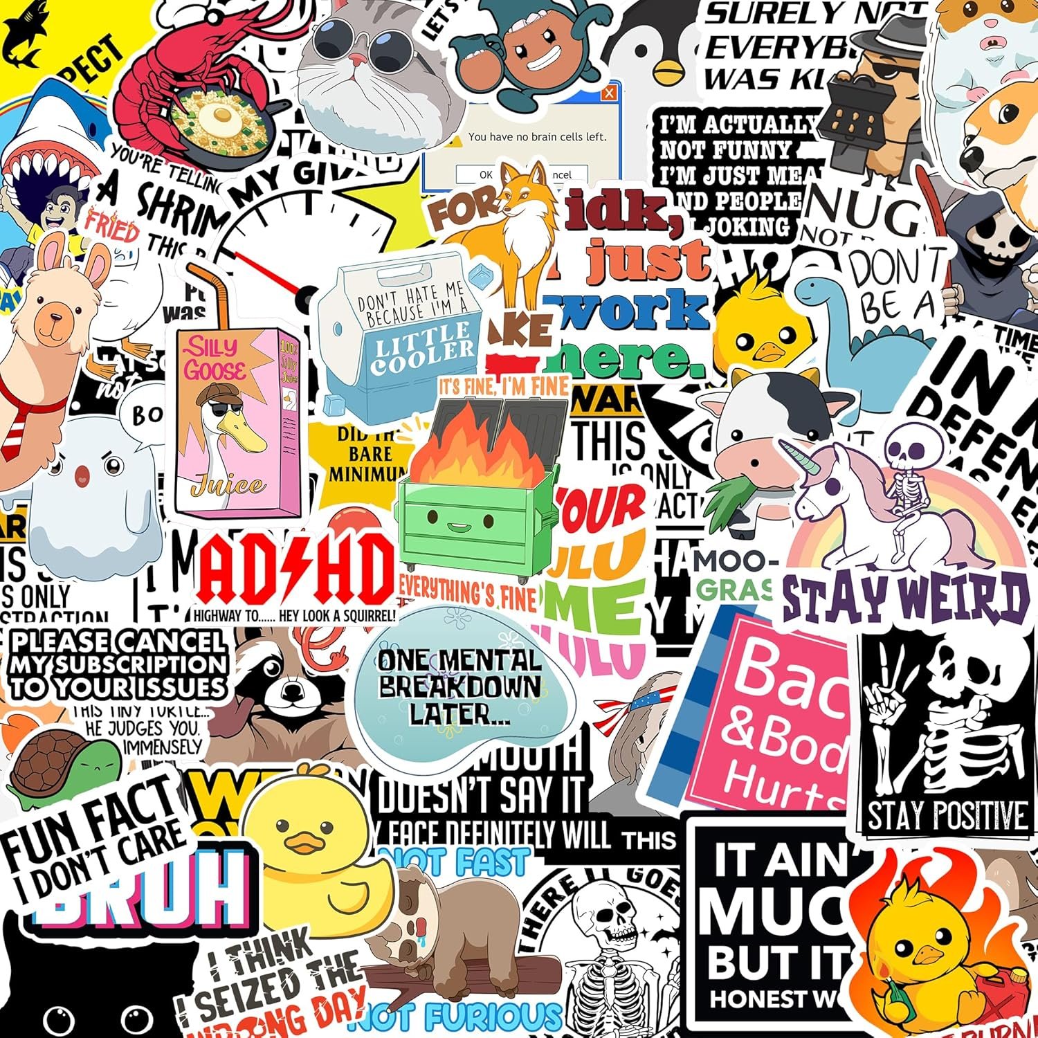 🤣Set of 130 Pcs Funny Saying Stickers