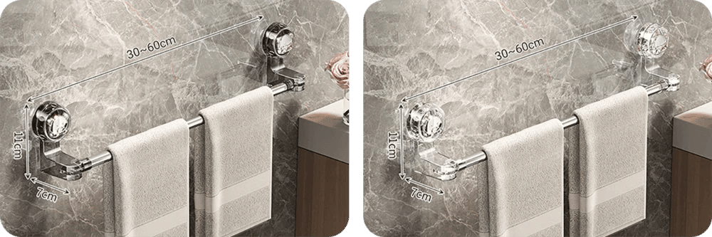Black and white adjustable suction cup towel bar