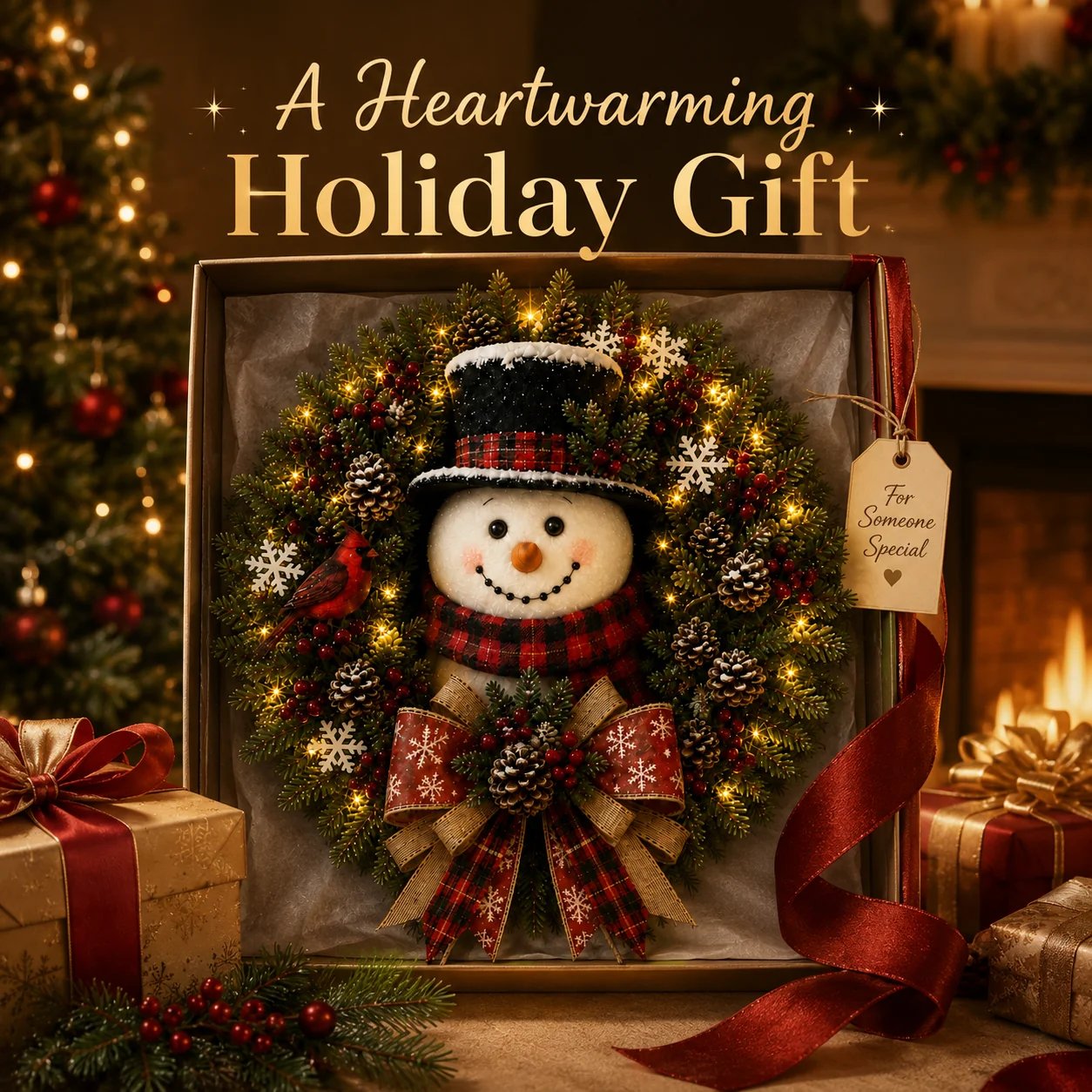 Snowman Christmas Wreath Gift