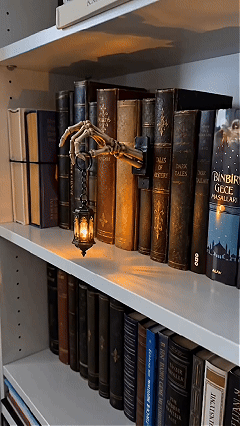Skeleton Hand Lantern Shelf Light