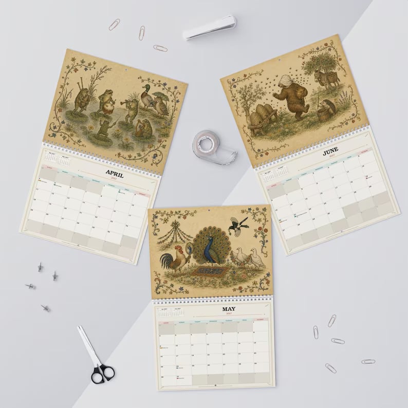Medieval animal calendar gift and artwork