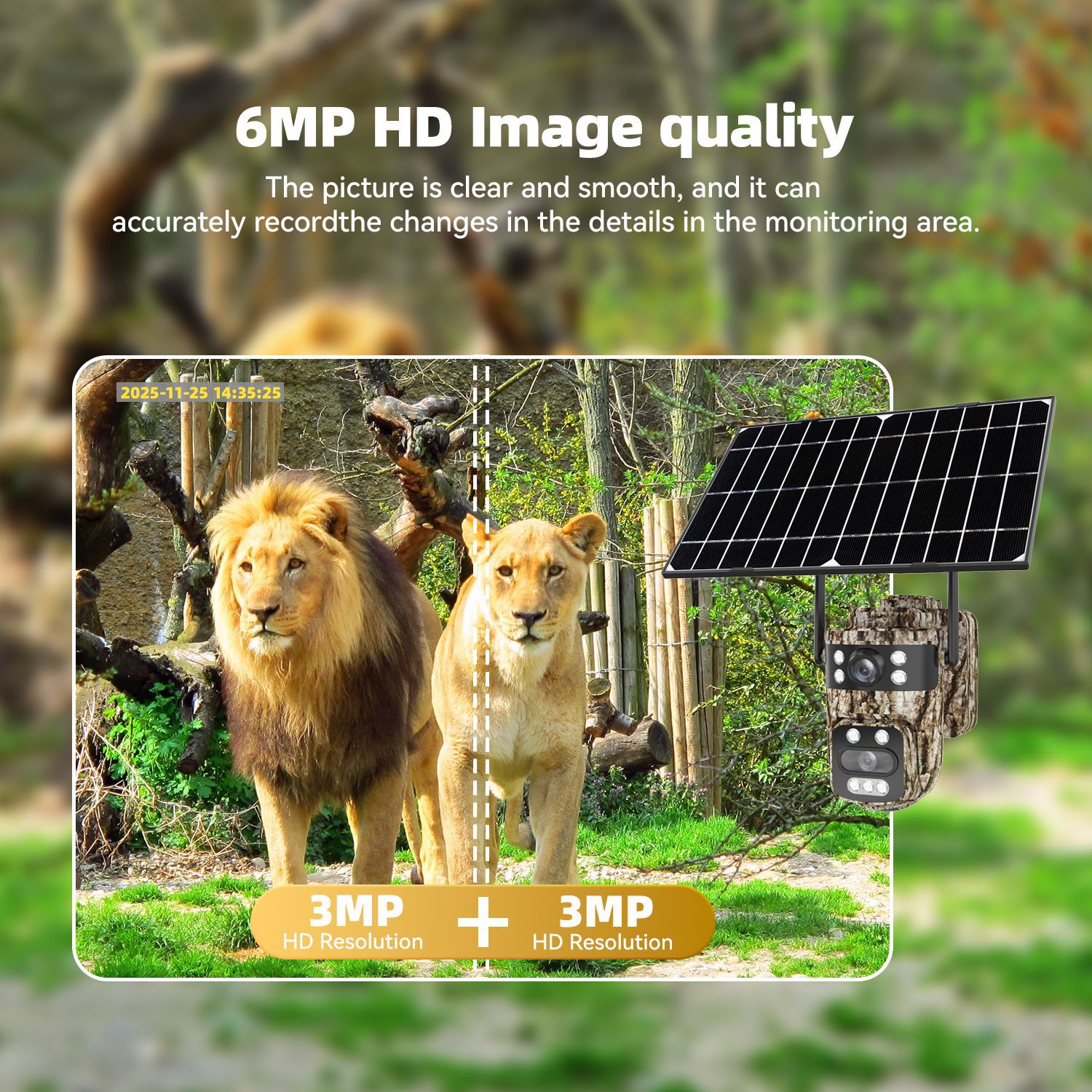 6MP HD dual-lens security camera video detail