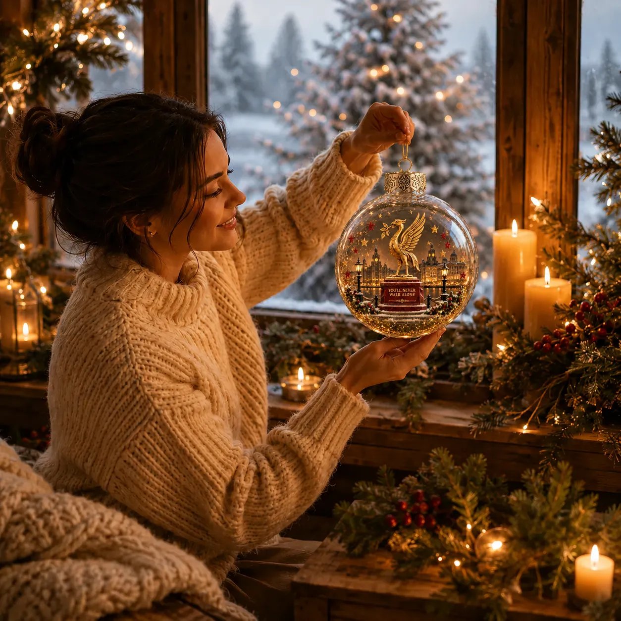 Warm light football Christmas keepsake
