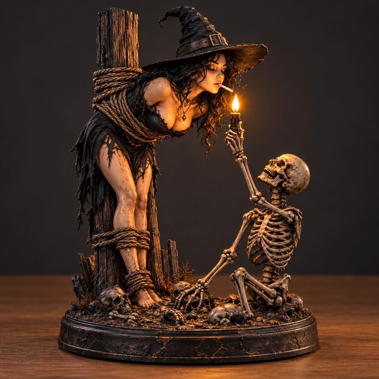 Light up skeleton candle detail