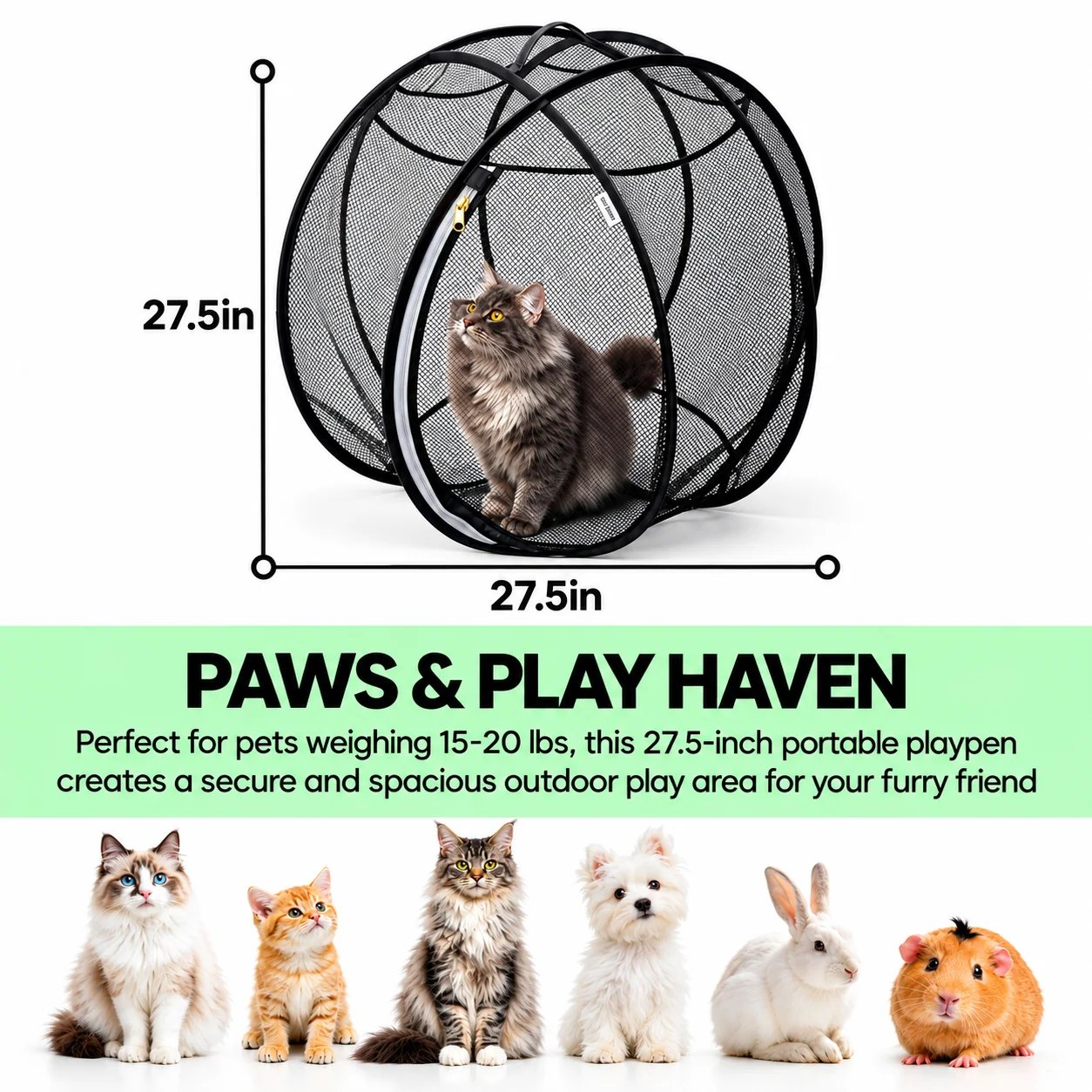 Outdoor pet playpen lifestyle detail