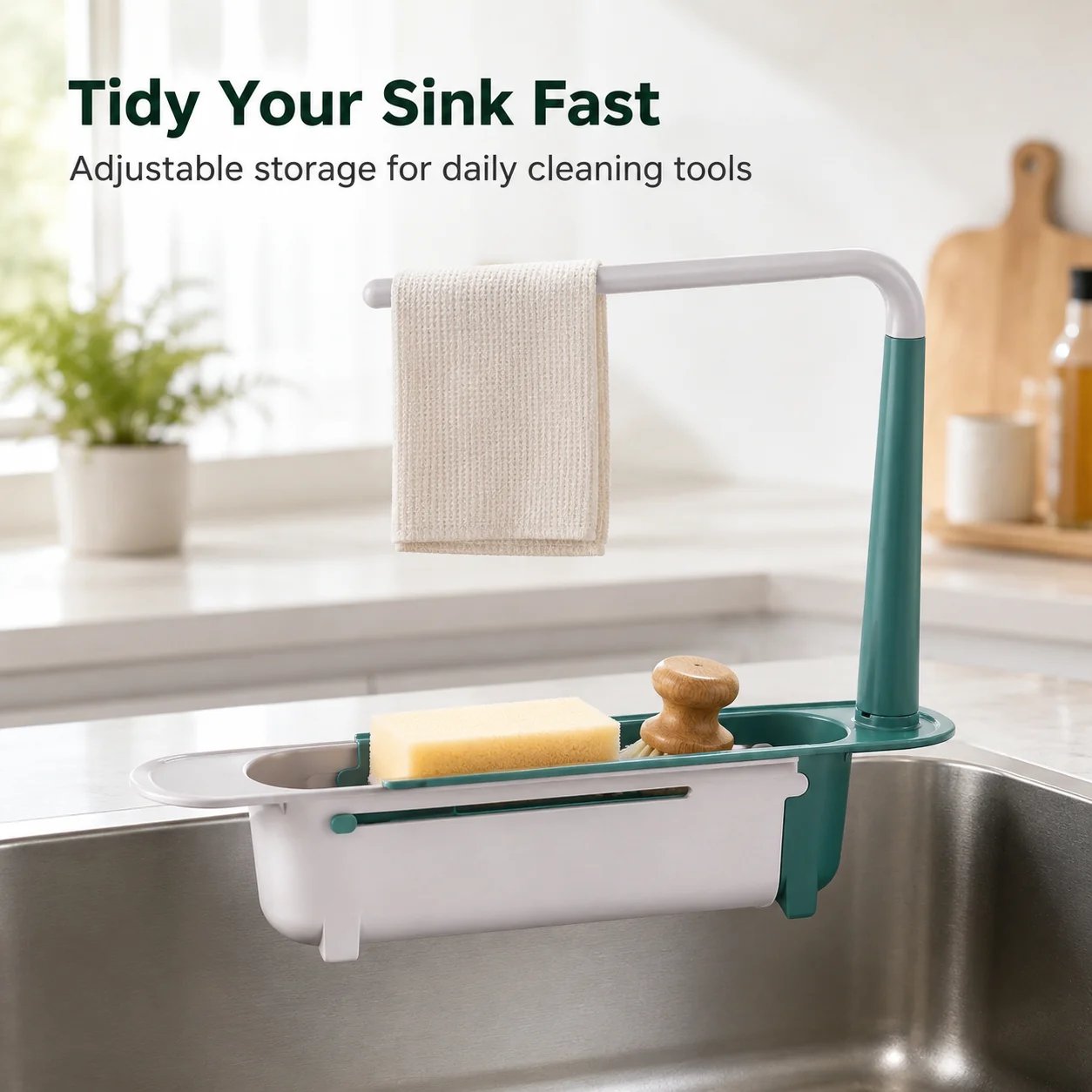How to set up adjustable sink organizer