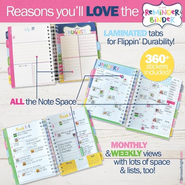 Planner layouts laminated tabs and stickers
