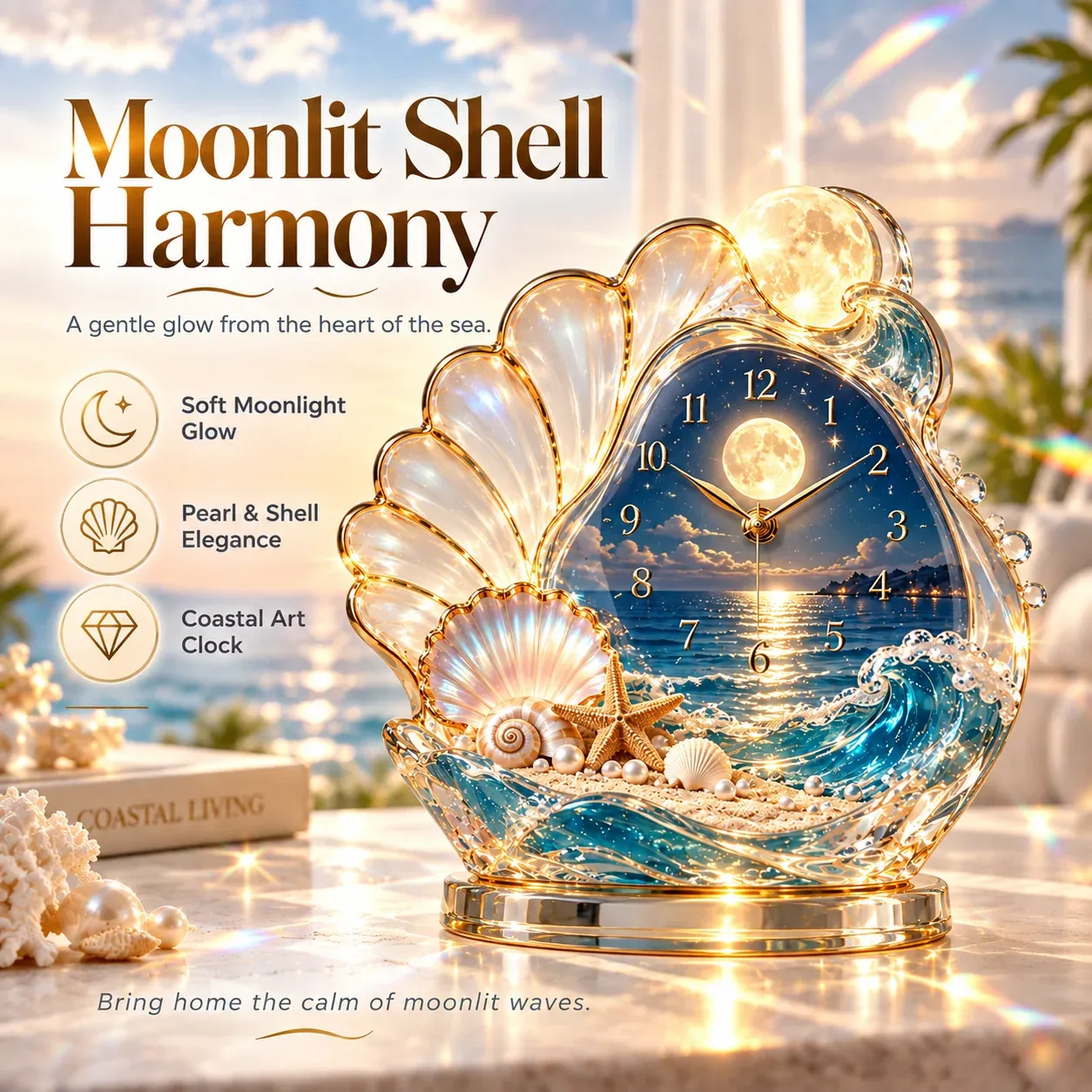 Sunset Sail coastal decorative clock