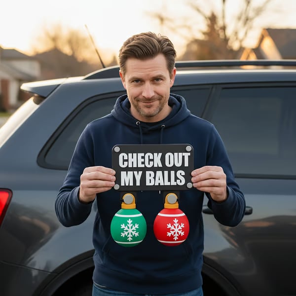 🔥Last Day 49% OFF - 🎄🚗Funny “Check Out My Balls” Christmas Hitch Cover Set
