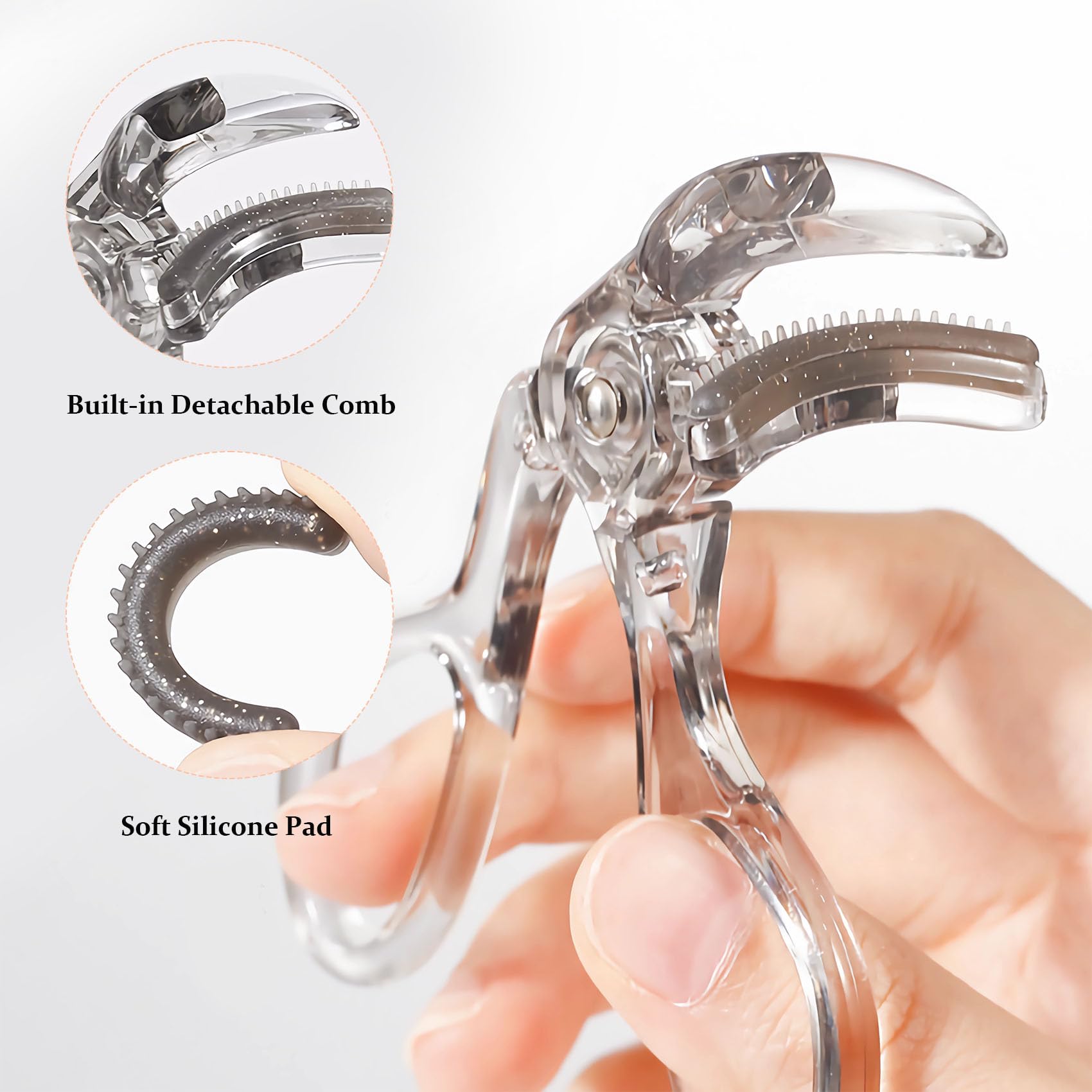 Built-in Detachable Comb and Soft Silicone Pad Close-up Built-in Detachable Comb and Soft Silicone Pad Close-up